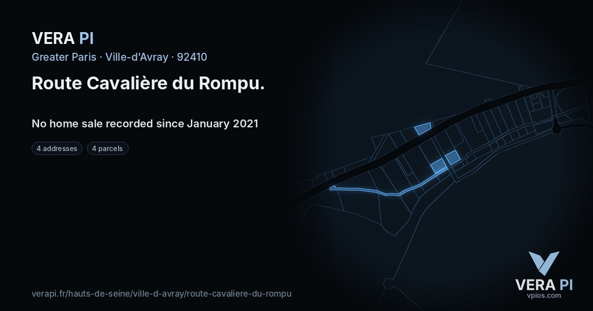Route Cavalière du Rompu, Ville-d'Avray at night – every parcel coloured by the prices around it, the street's own parcels lit