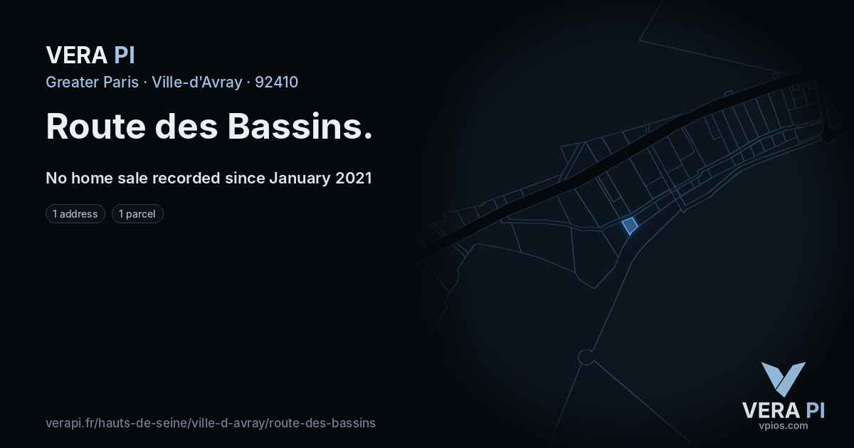 Route des Bassins, Ville-d'Avray at night – every parcel coloured by the prices around it, the street's own parcels lit