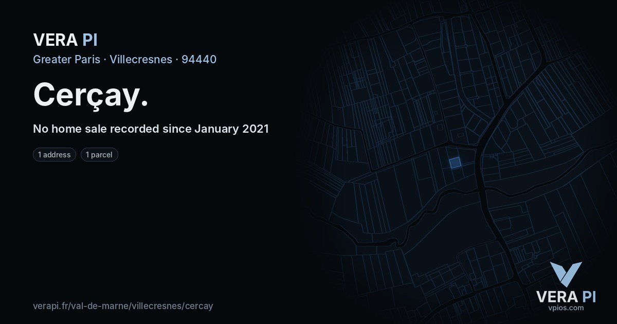 Cerçay, Villecresnes at night – every parcel coloured by the prices around it, the street's own parcels lit