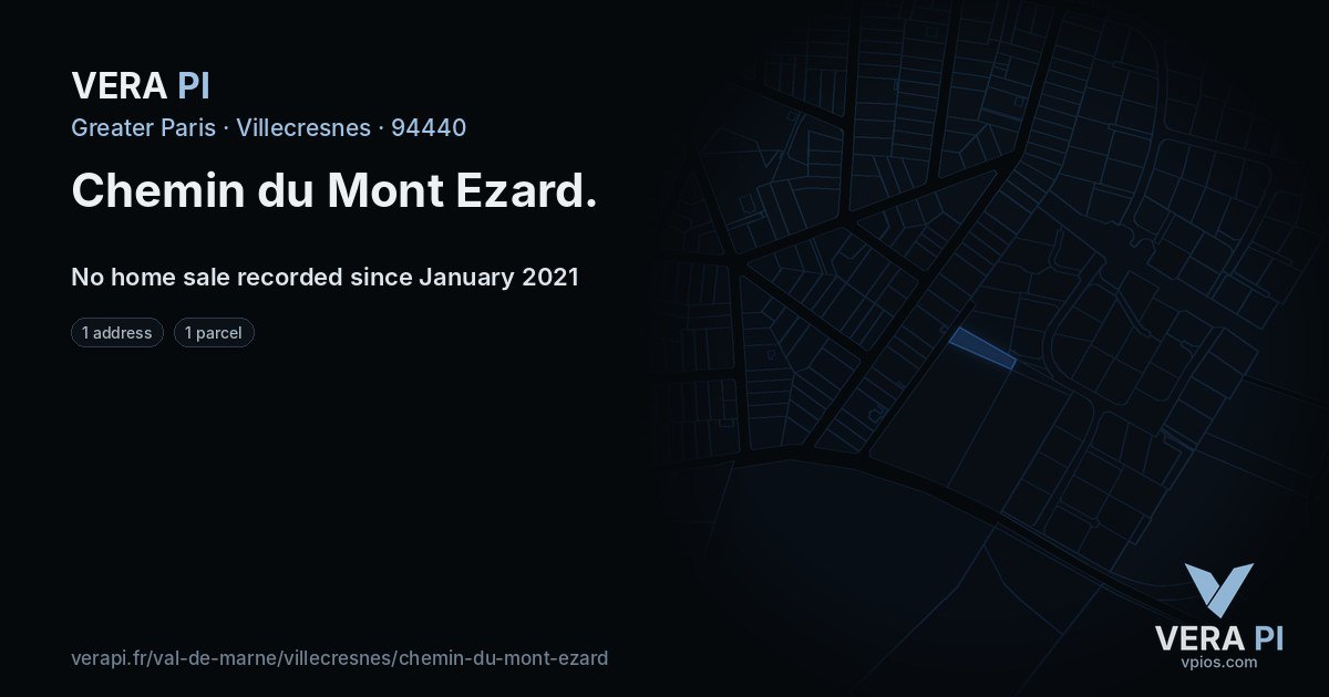 Chemin du Mont Ezard, Villecresnes at night – every parcel coloured by the prices around it, the street's own parcels lit