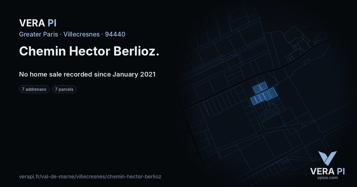 Chemin Hector Berlioz, Villecresnes at night – every parcel coloured by the prices around it, the street's own parcels lit