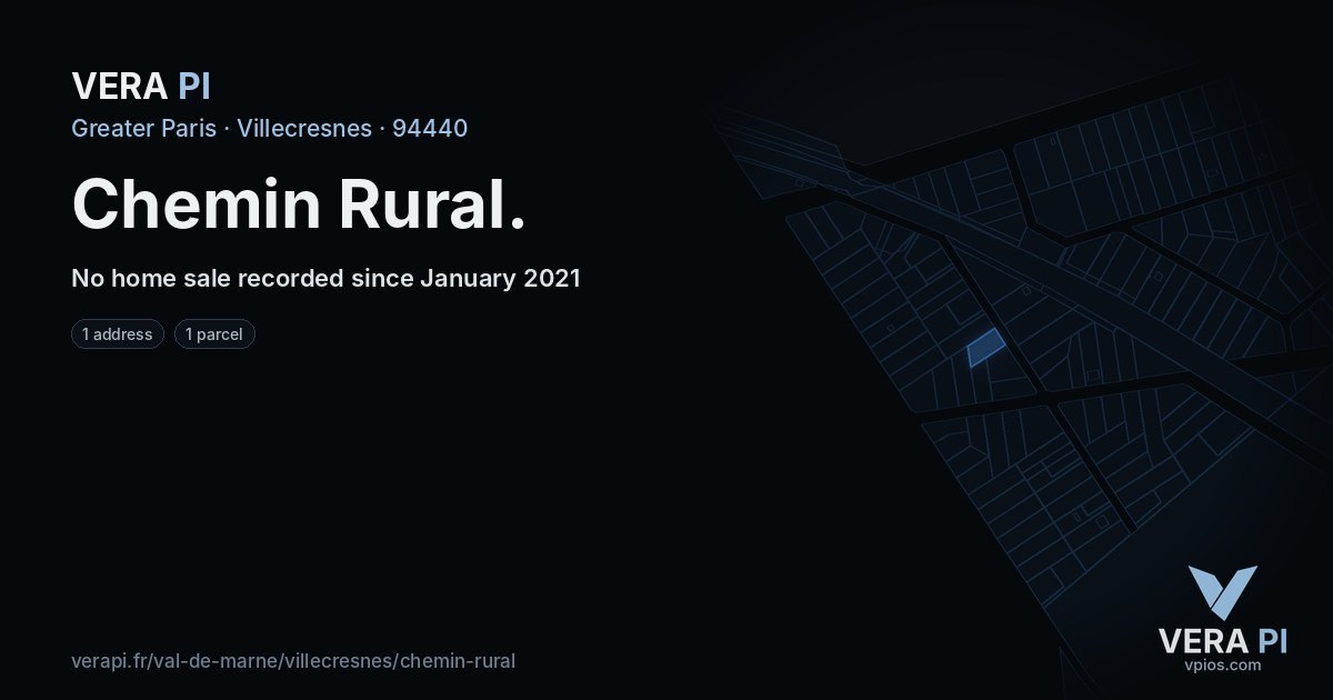 Chemin Rural, Villecresnes at night – every parcel coloured by the prices around it, the street's own parcels lit