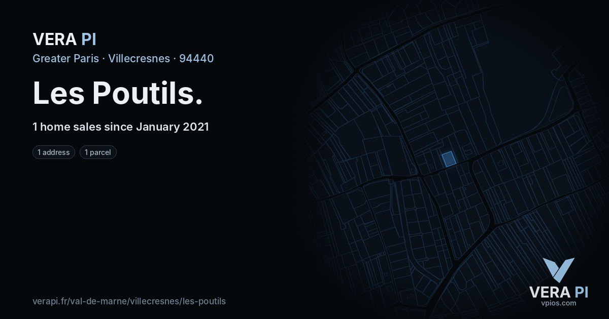 Les Poutils, Villecresnes at night – every parcel coloured by the prices around it, the street's own parcels lit