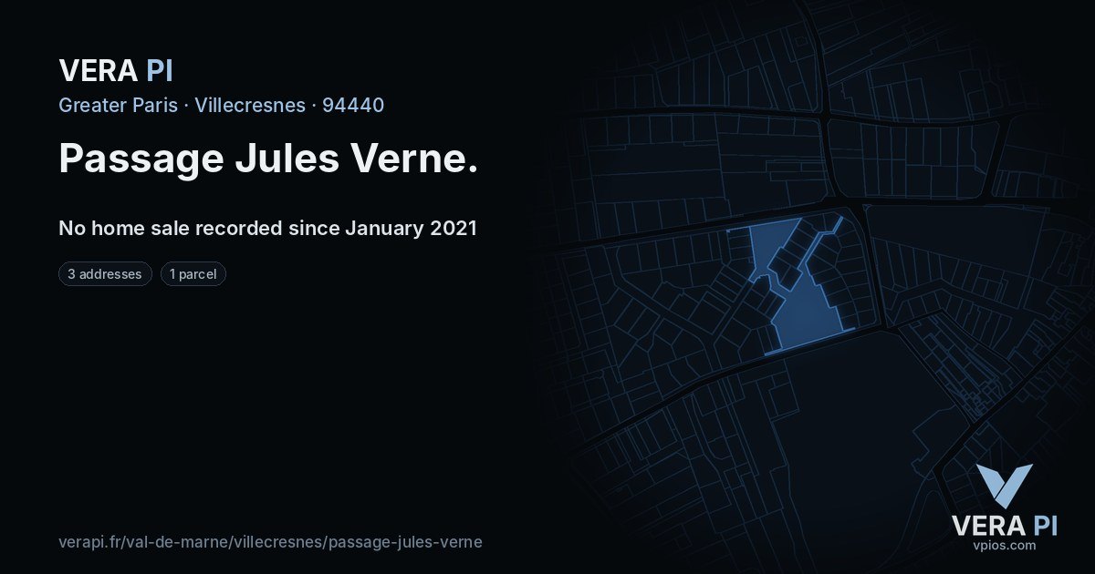 Passage Jules Verne, Villecresnes at night – every parcel coloured by the prices around it, the street's own parcels lit