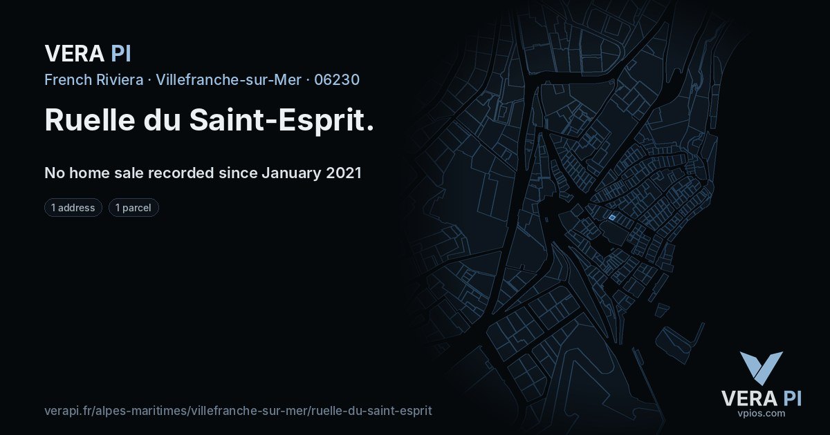 Ruelle du Saint-Esprit, Villefranche-sur-Mer at night – every parcel coloured by the prices around it, the street's own parcels lit