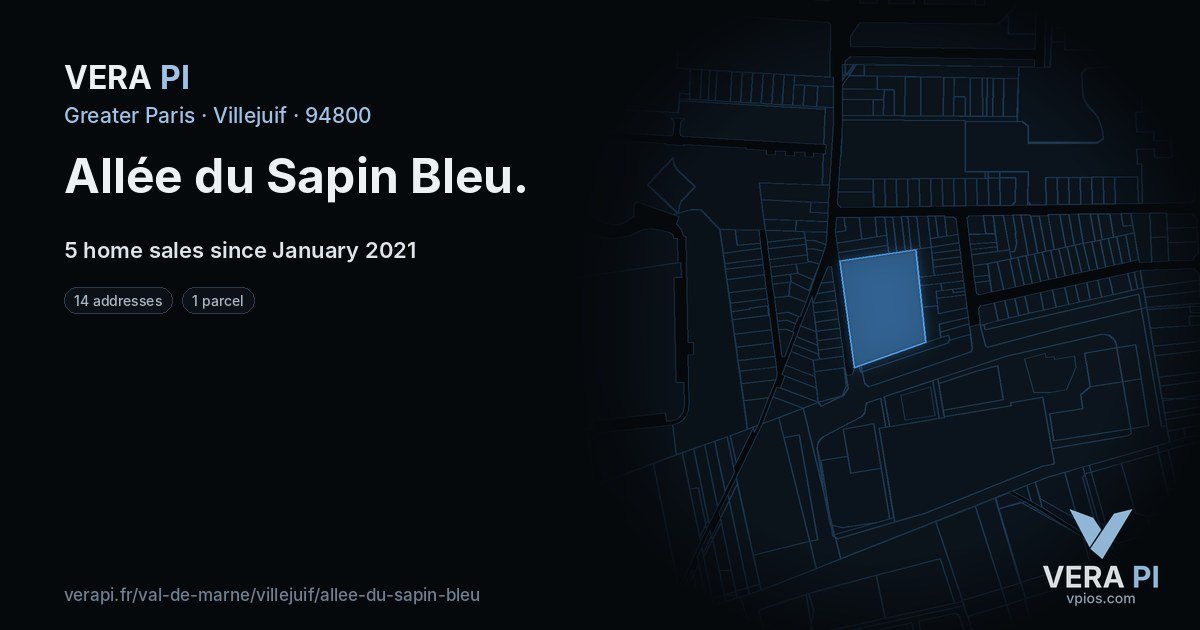Allée du Sapin Bleu, Villejuif at night – every parcel coloured by the prices around it, the street's own parcels lit