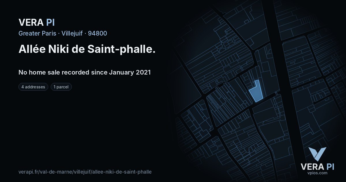 Allée Niki de Saint-phalle, Villejuif at night – every parcel coloured by the prices around it, the street's own parcels lit