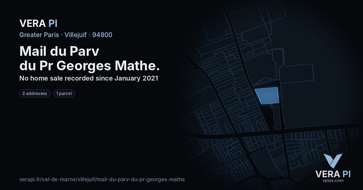 Mail du Parv du Pr Georges Mathe, Villejuif at night – every parcel coloured by the prices around it, the street's own parcels lit