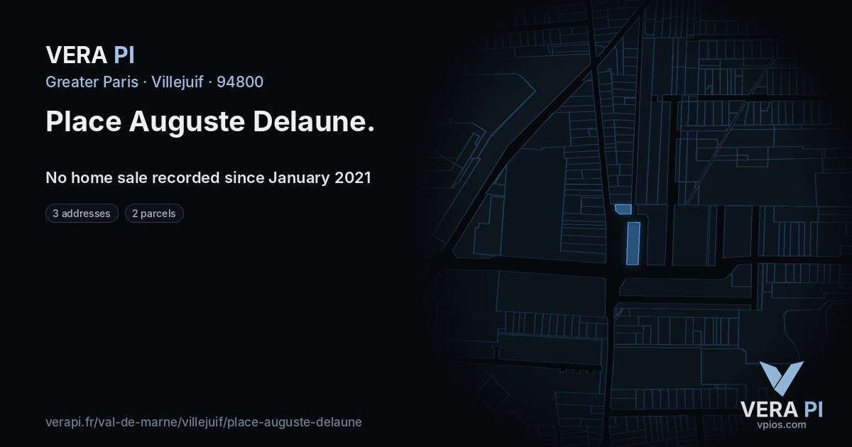 Place Auguste Delaune, Villejuif at night – every parcel coloured by the prices around it, the street's own parcels lit