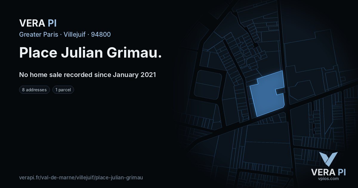 Place Julian Grimau, Villejuif at night – every parcel coloured by the prices around it, the street's own parcels lit
