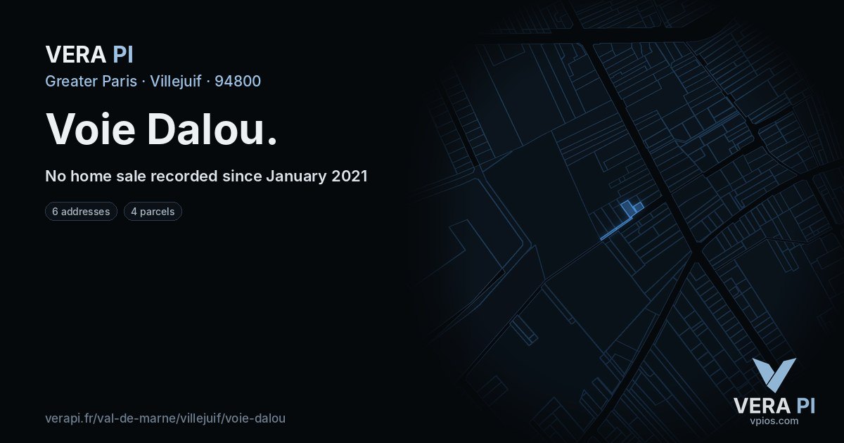 Voie Dalou, Villejuif at night – every parcel coloured by the prices around it, the street's own parcels lit