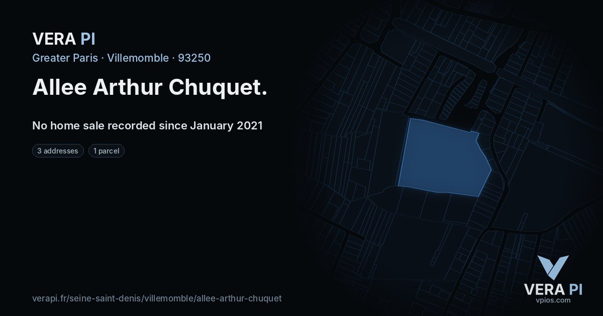 Allee Arthur Chuquet, Villemomble at night – every parcel coloured by the prices around it, the street's own parcels lit