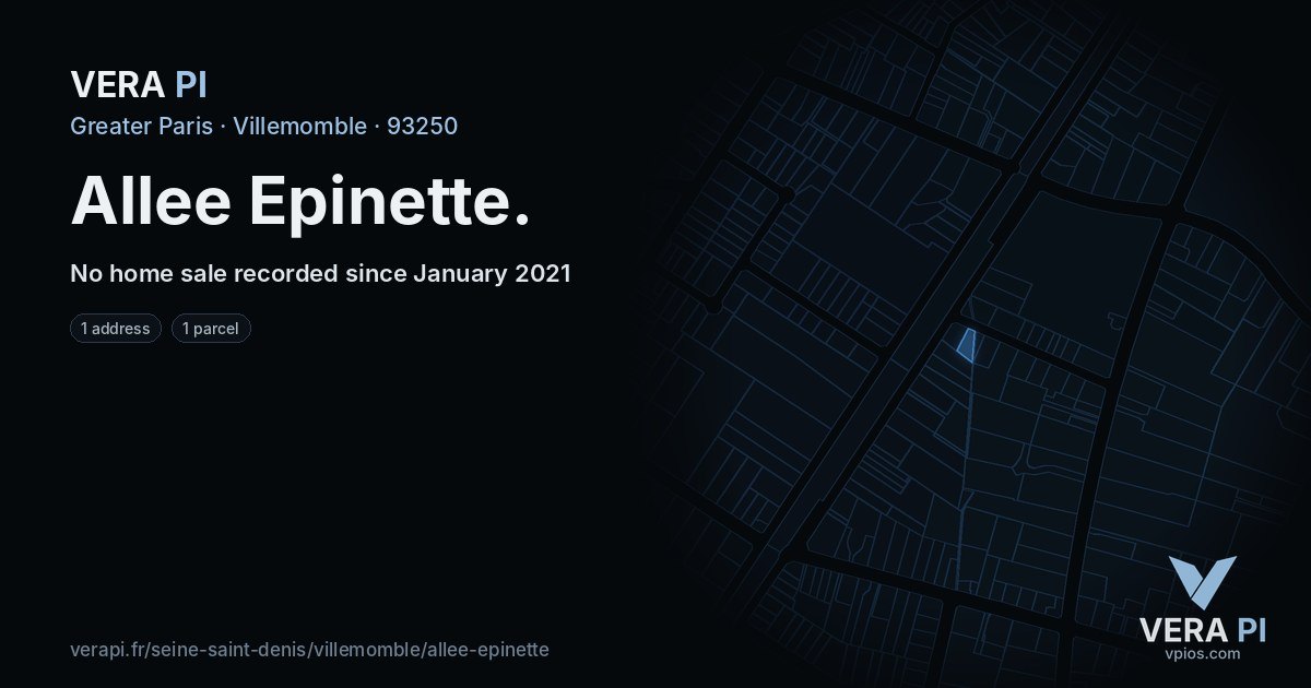 Allee Epinette, Villemomble at night – every parcel coloured by the prices around it, the street's own parcels lit