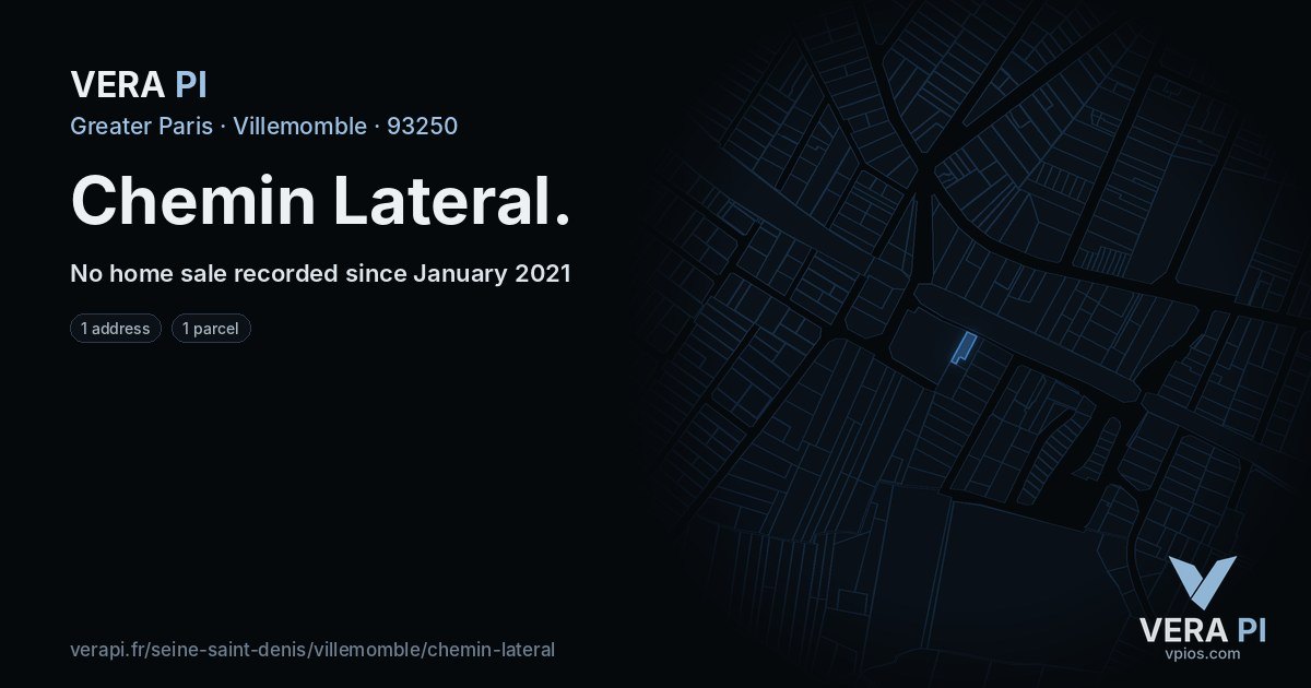 Chemin Lateral, Villemomble at night – every parcel coloured by the prices around it, the street's own parcels lit