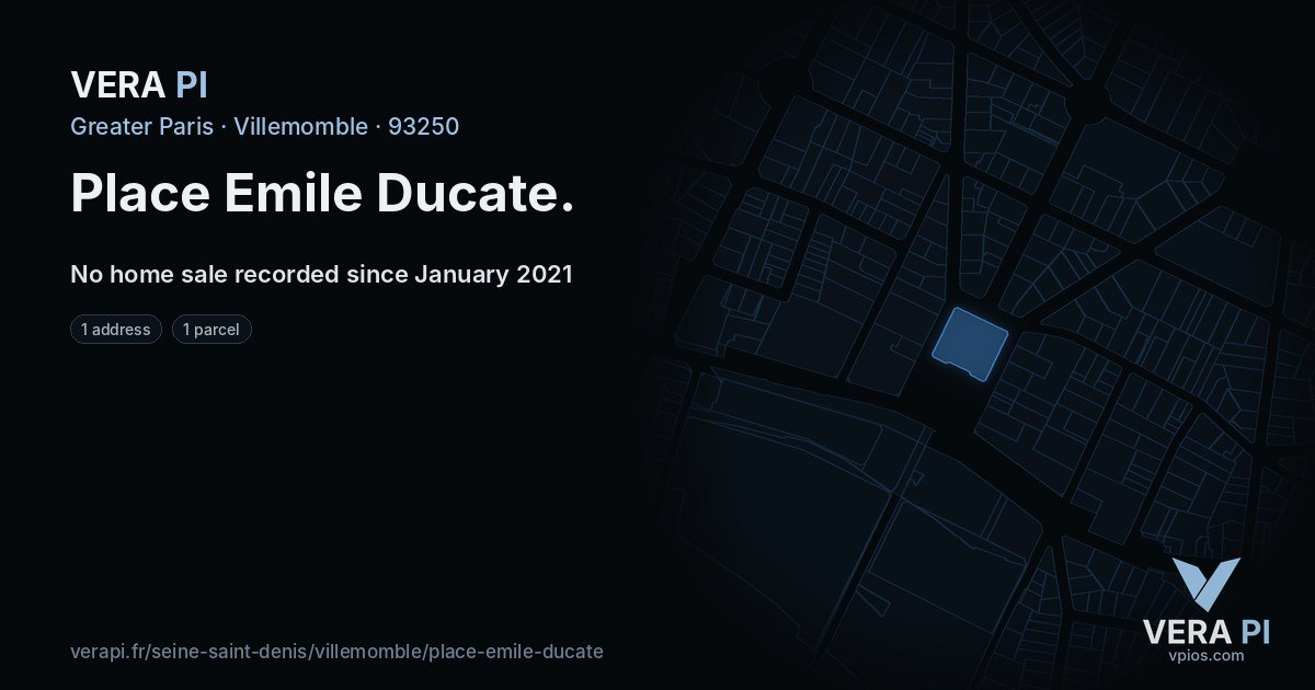 Place Emile Ducate, Villemomble at night – every parcel coloured by the prices around it, the street's own parcels lit