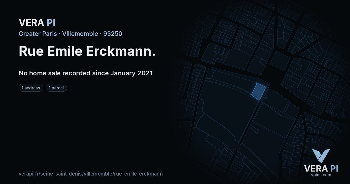 Rue Emile Erckmann, Villemomble at night – every parcel coloured by the prices around it, the street's own parcels lit
