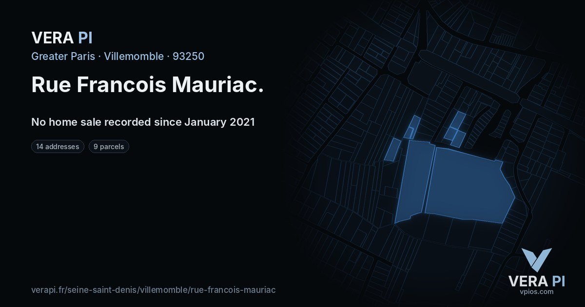 Rue Francois Mauriac, Villemomble at night – every parcel coloured by the prices around it, the street's own parcels lit
