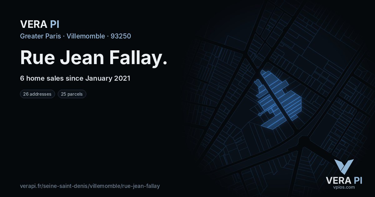 Rue Jean Fallay, Villemomble at night – every parcel coloured by the prices around it, the street's own parcels lit