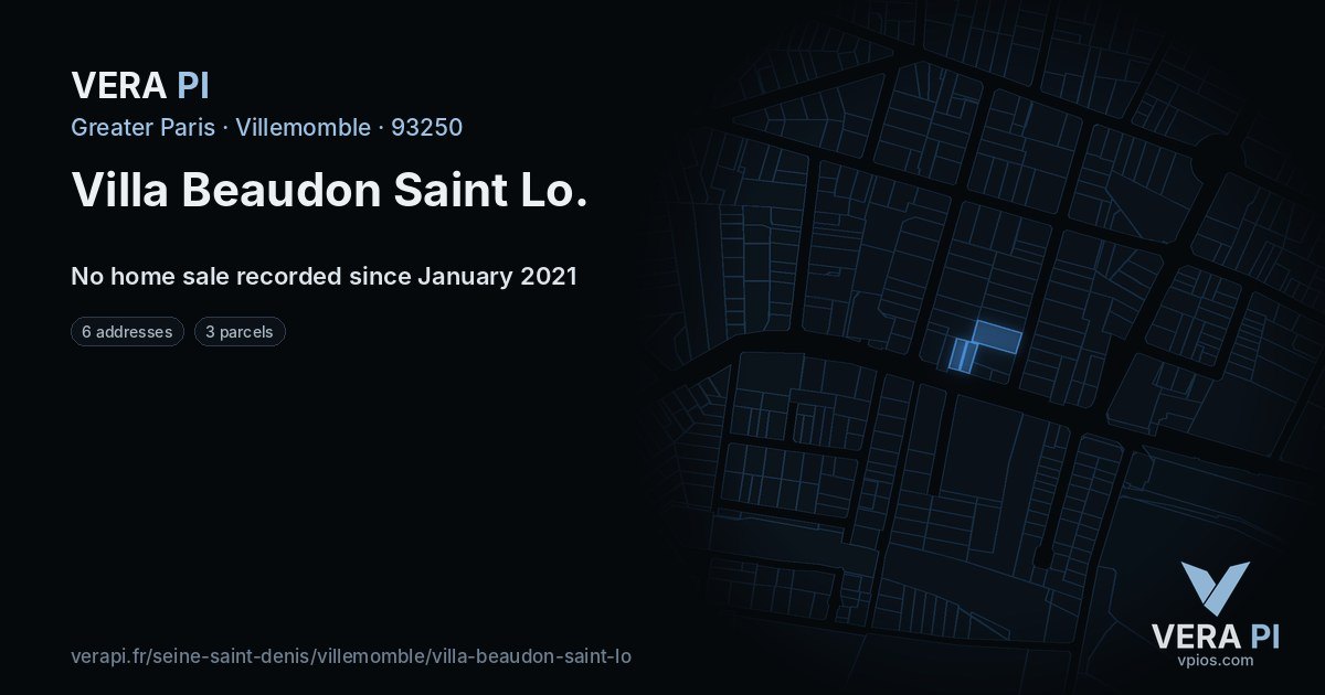 Villa Beaudon Saint Lo, Villemomble at night – every parcel coloured by the prices around it, the street's own parcels lit