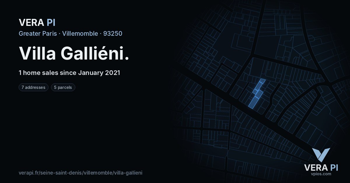 Villa Galliéni, Villemomble at night – every parcel coloured by the prices around it, the street's own parcels lit