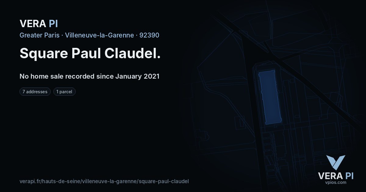 Square Paul Claudel, Villeneuve-la-Garenne at night – every parcel coloured by the prices around it, the street's own parcels lit