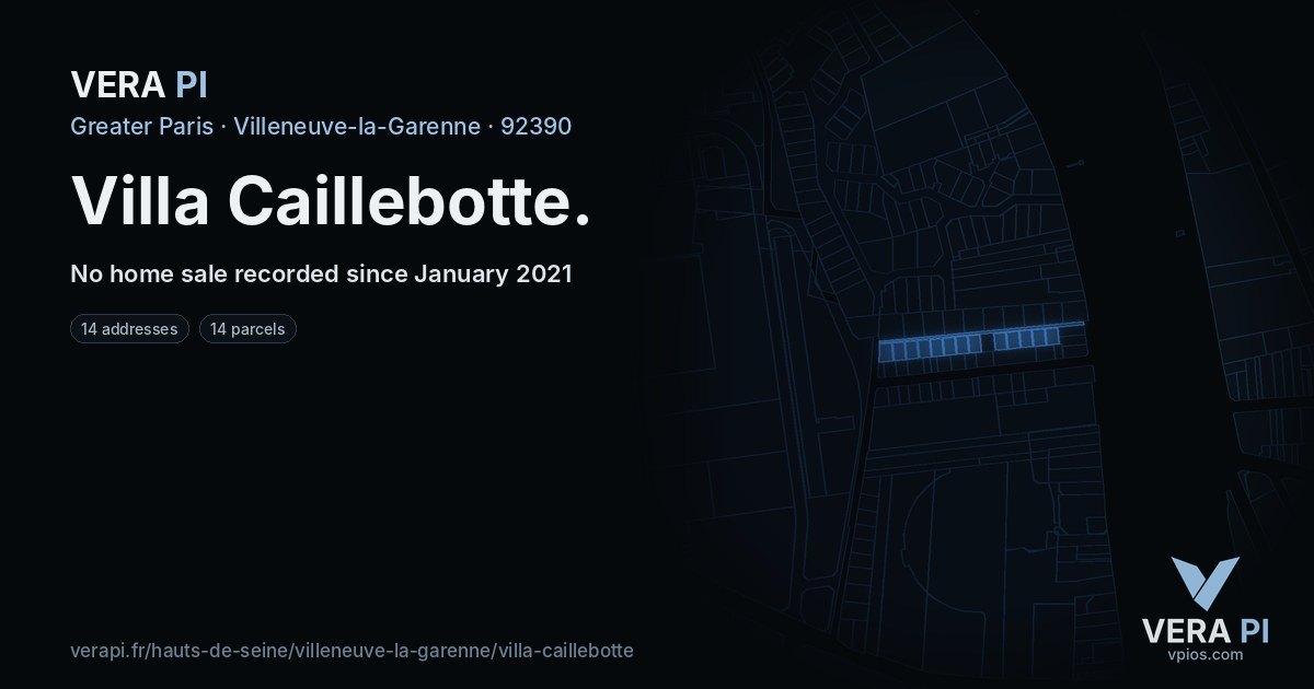Villa Caillebotte, Villeneuve-la-Garenne at night – every parcel coloured by the prices around it, the street's own parcels lit
