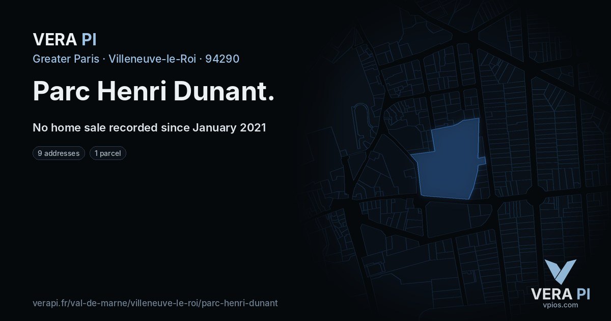 Parc Henri Dunant, Villeneuve-le-Roi at night – every parcel coloured by the prices around it, the street's own parcels lit