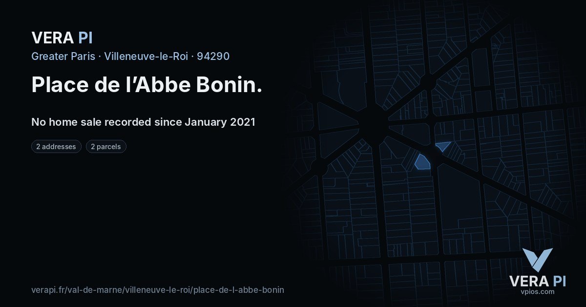 Place de l’Abbe Bonin, Villeneuve-le-Roi at night – every parcel coloured by the prices around it, the street's own parcels lit