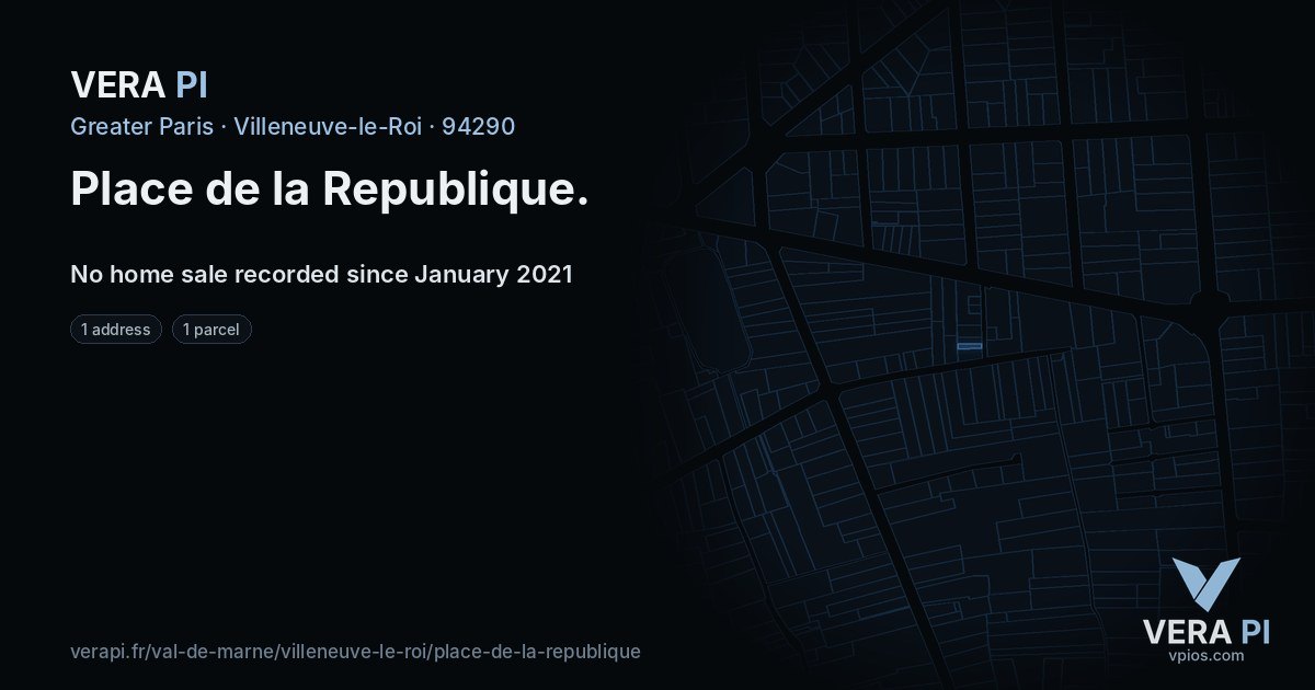 Place de la Republique, Villeneuve-le-Roi at night – every parcel coloured by the prices around it, the street's own parcels lit