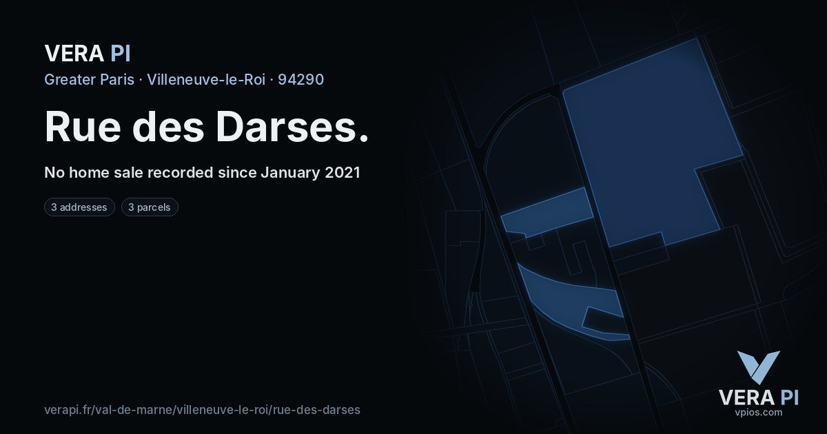 Rue des Darses, Villeneuve-le-Roi at night – every parcel coloured by the prices around it, the street's own parcels lit