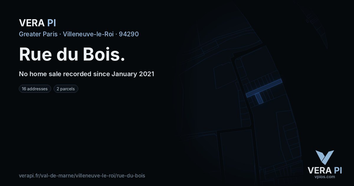 Rue du Bois, Villeneuve-le-Roi at night – every parcel coloured by the prices around it, the street's own parcels lit