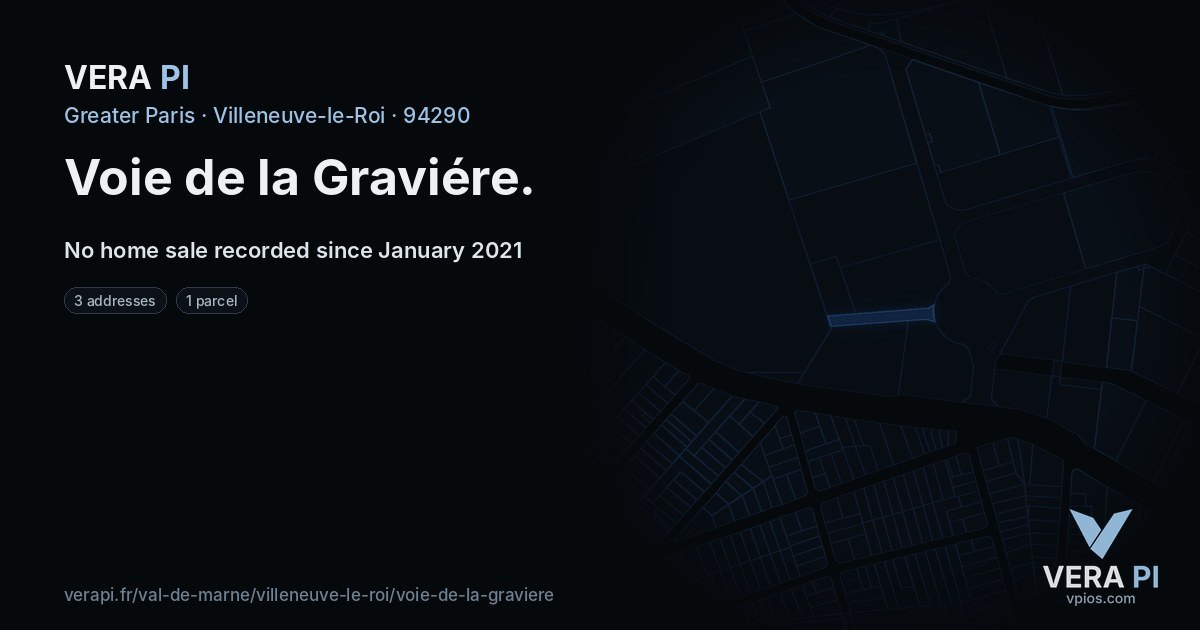 Voie de la Graviére, Villeneuve-le-Roi at night – every parcel coloured by the prices around it, the street's own parcels lit