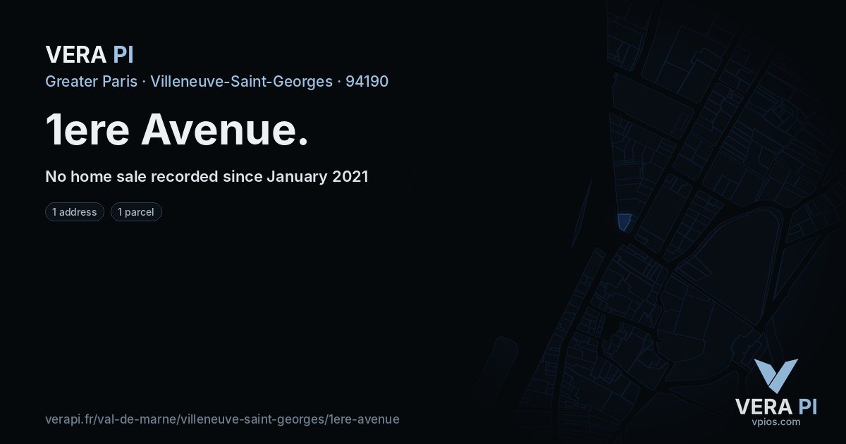 1ere Avenue, Villeneuve-Saint-Georges at night – every parcel coloured by the prices around it, the street's own parcels lit