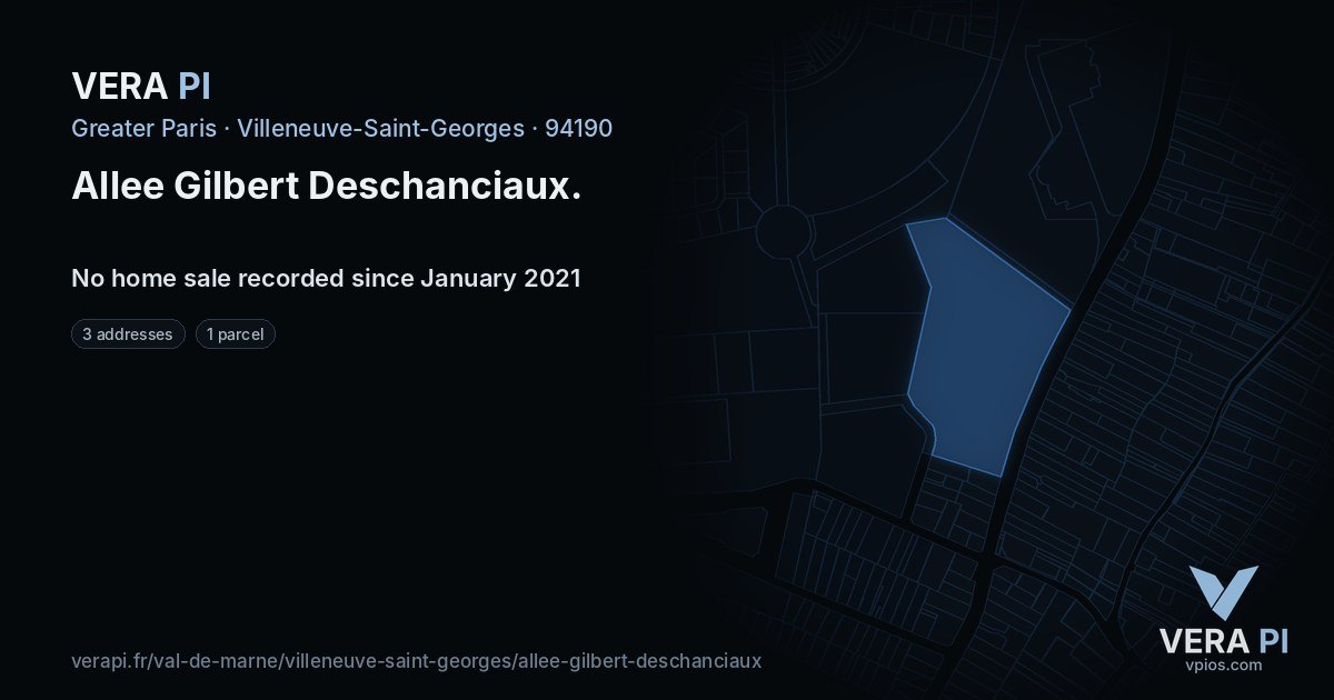 Allee Gilbert Deschanciaux, Villeneuve-Saint-Georges at night – every parcel coloured by the prices around it, the street's own parcels lit
