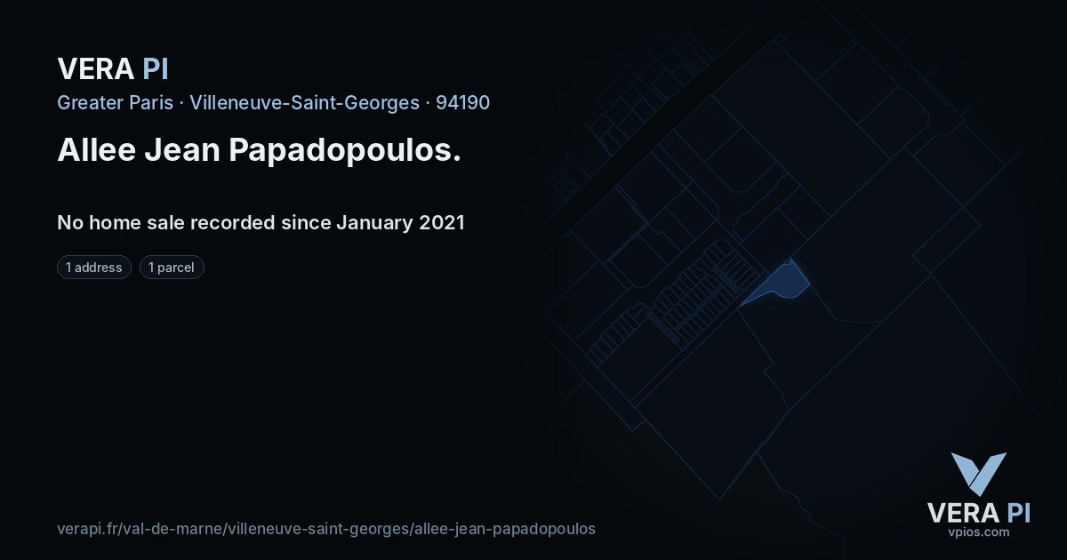 Allee Jean Papadopoulos, Villeneuve-Saint-Georges at night – every parcel coloured by the prices around it, the street's own parcels lit