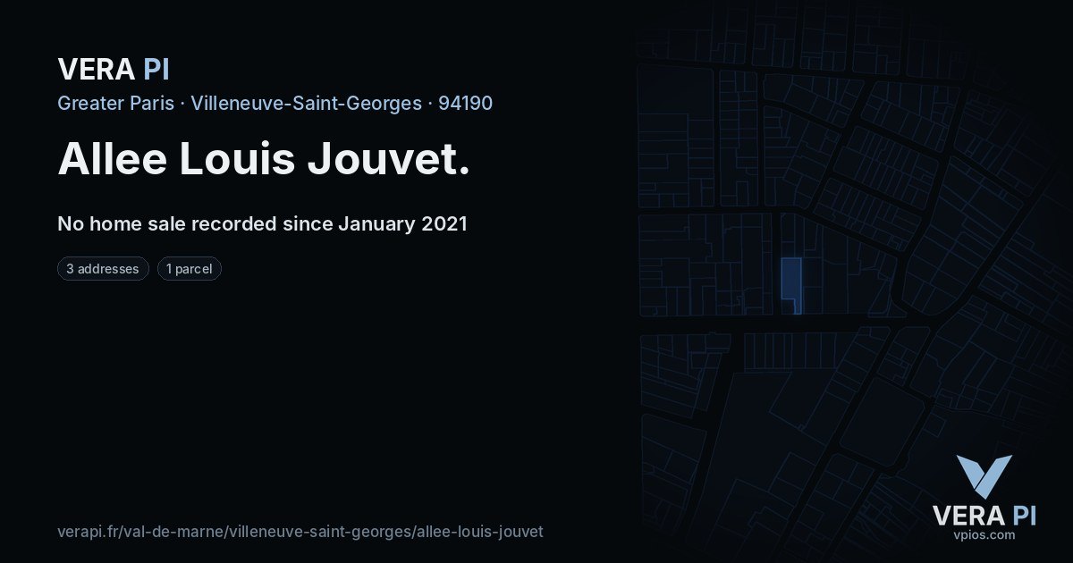 Allee Louis Jouvet, Villeneuve-Saint-Georges at night – every parcel coloured by the prices around it, the street's own parcels lit