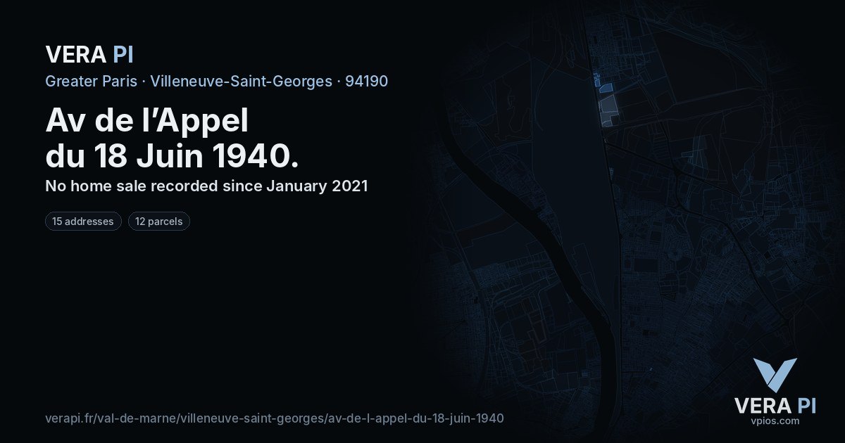 Av de l’Appel du 18 Juin 1940, Villeneuve-Saint-Georges at night – every parcel coloured by the prices around it, the street's own parcels lit