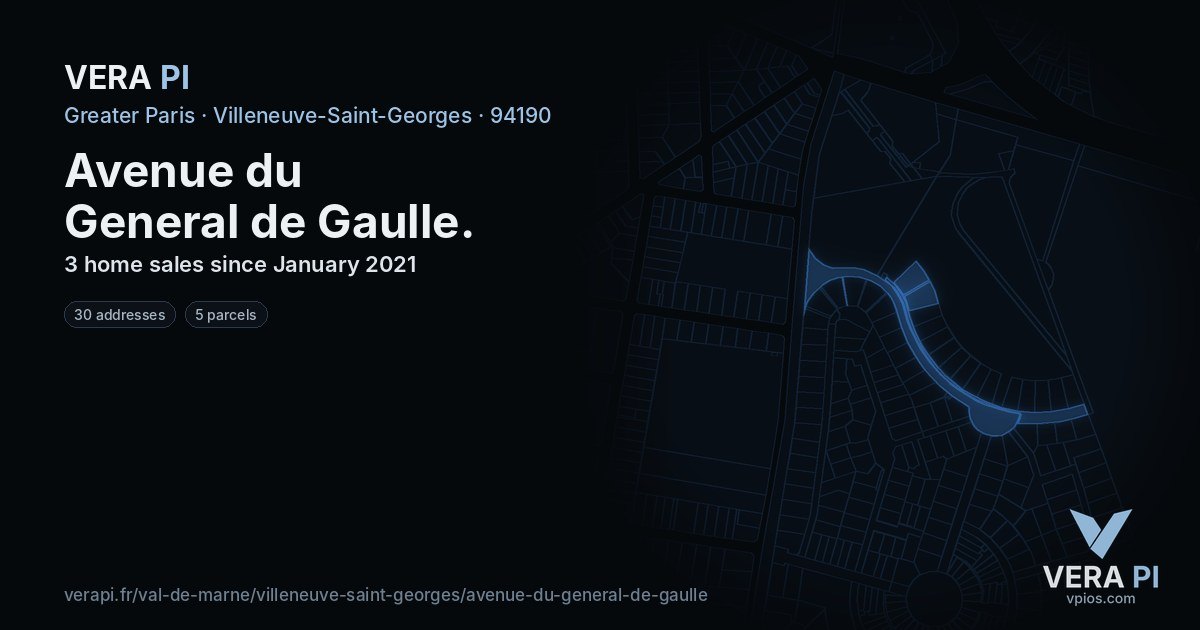 Avenue du General de Gaulle, Villeneuve-Saint-Georges at night – every parcel coloured by the prices around it, the street's own parcels lit