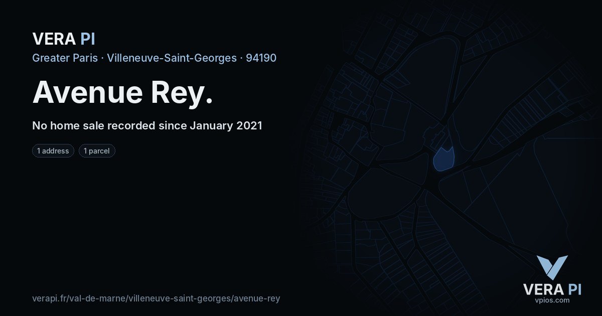 Avenue Rey, Villeneuve-Saint-Georges at night – every parcel coloured by the prices around it, the street's own parcels lit