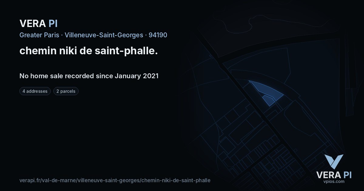 chemin niki de saint-phalle, Villeneuve-Saint-Georges at night – every parcel coloured by the prices around it, the street's own parcels lit