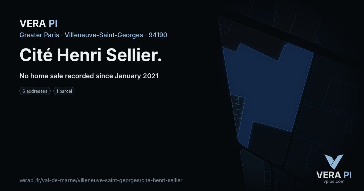 Cité Henri Sellier, Villeneuve-Saint-Georges at night – every parcel coloured by the prices around it, the street's own parcels lit