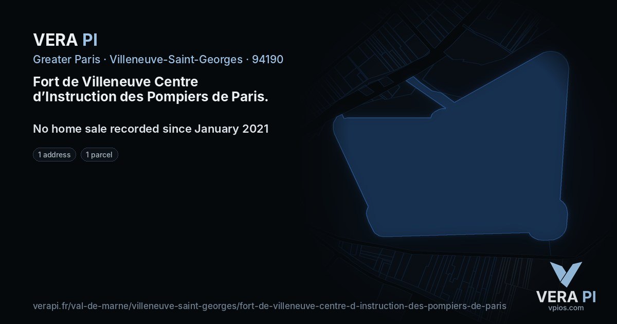 Fort de Villeneuve Centre d’Instruction des Pompiers de Paris, Villeneuve-Saint-Georges at night – every parcel coloured by the prices around it, the street's own parcels lit