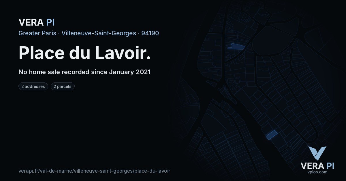 Place du Lavoir, Villeneuve-Saint-Georges at night – every parcel coloured by the prices around it, the street's own parcels lit