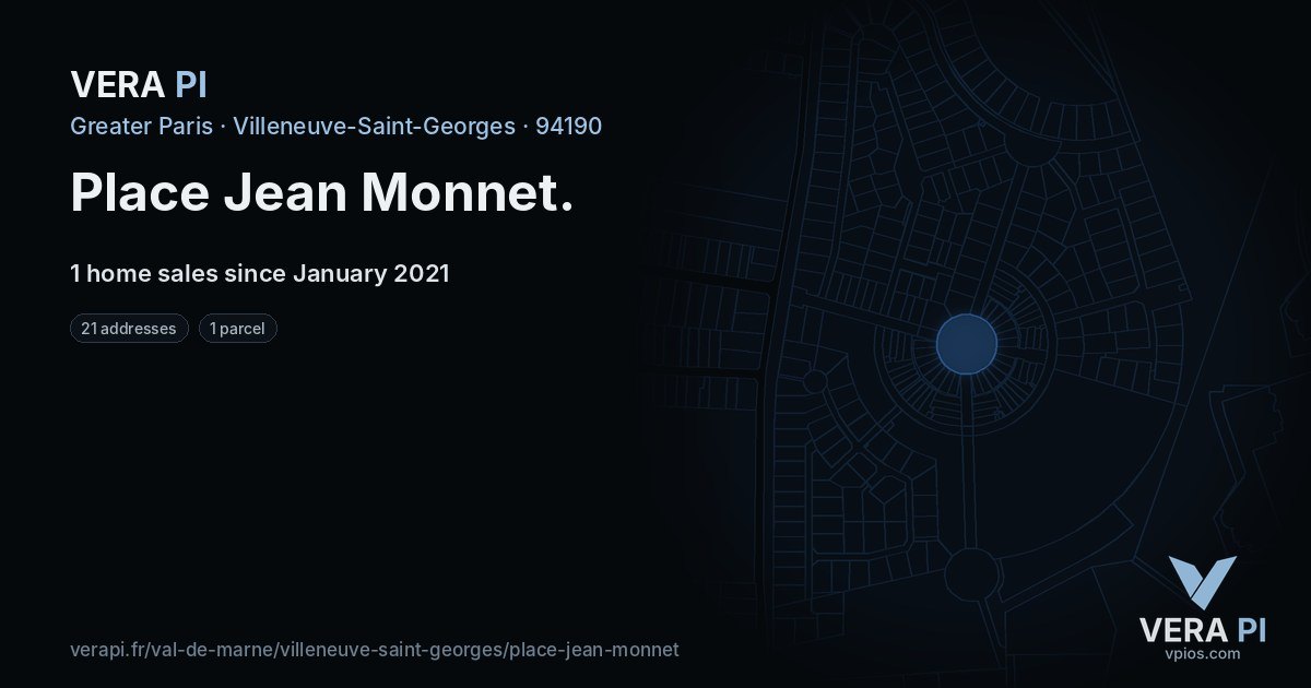 Place Jean Monnet, Villeneuve-Saint-Georges at night – every parcel coloured by the prices around it, the street's own parcels lit