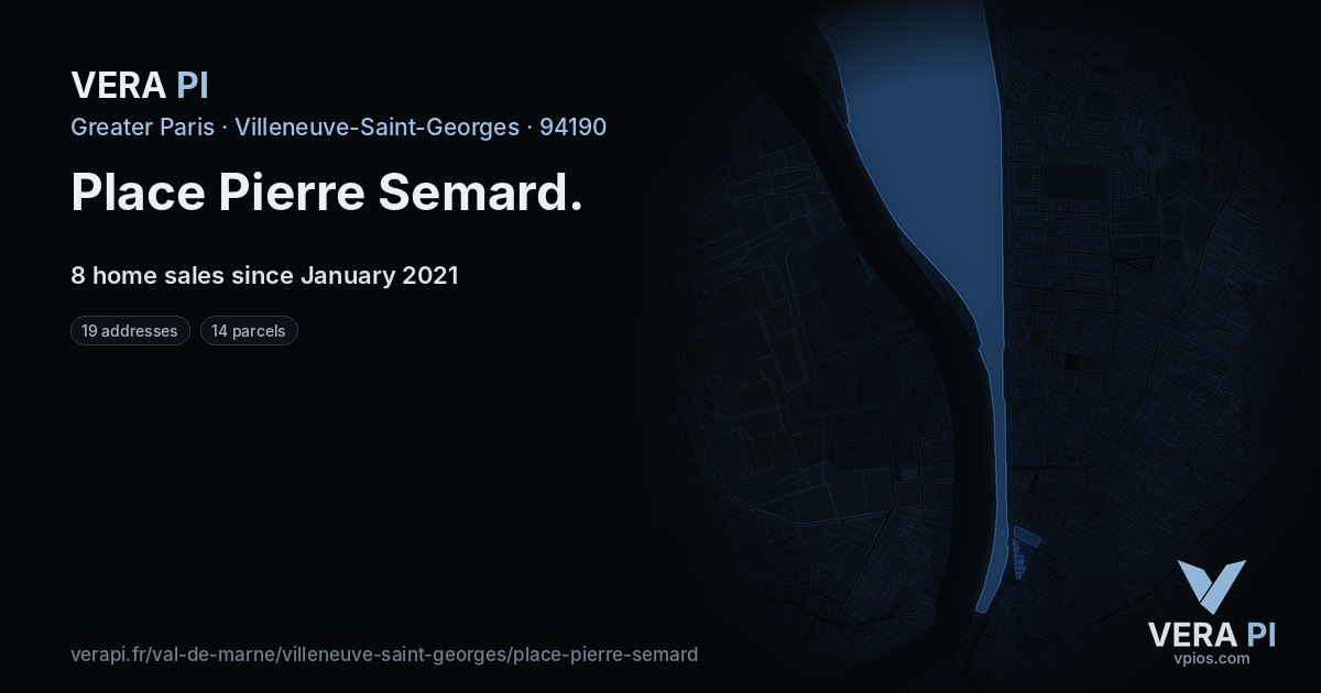 Place Pierre Semard, Villeneuve-Saint-Georges at night – every parcel coloured by the prices around it, the street's own parcels lit