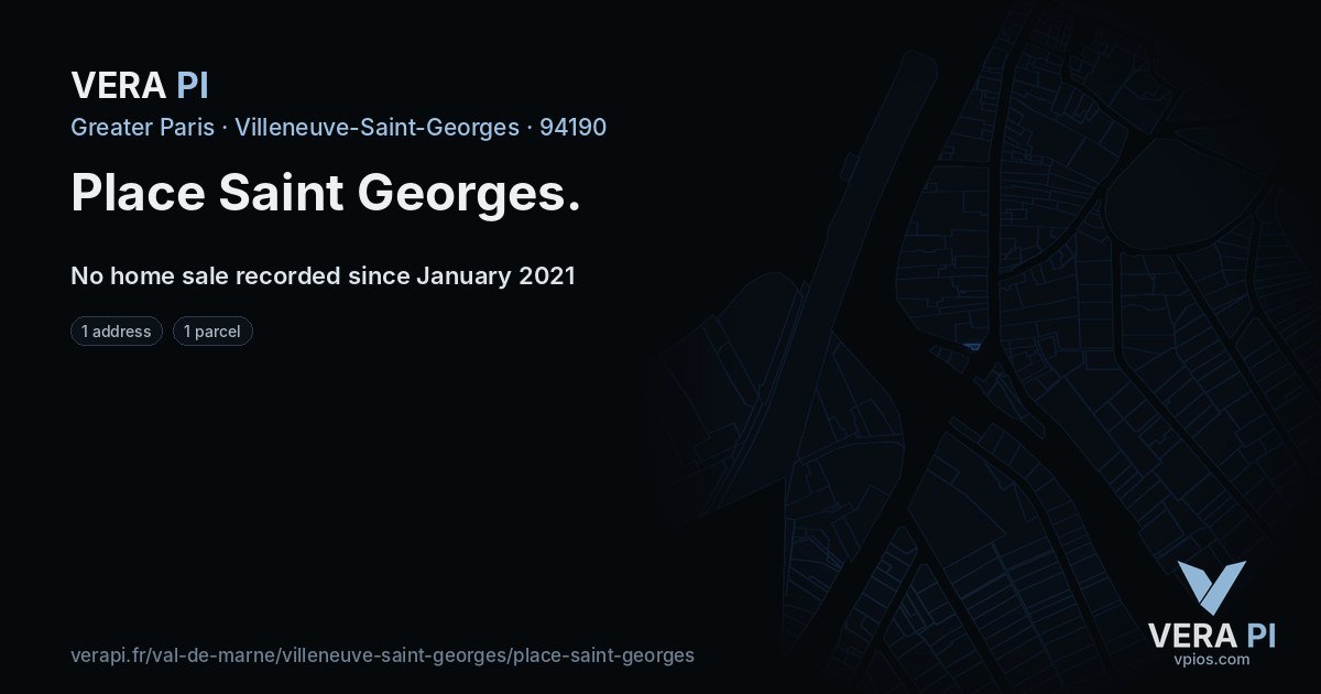 Place Saint Georges, Villeneuve-Saint-Georges at night – every parcel coloured by the prices around it, the street's own parcels lit