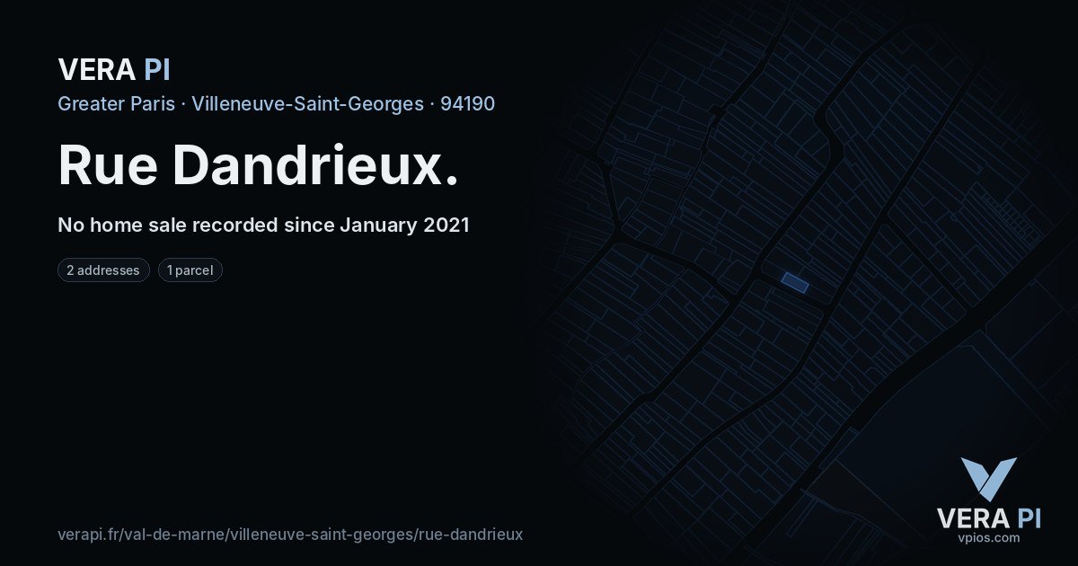 Rue Dandrieux, Villeneuve-Saint-Georges at night – every parcel coloured by the prices around it, the street's own parcels lit