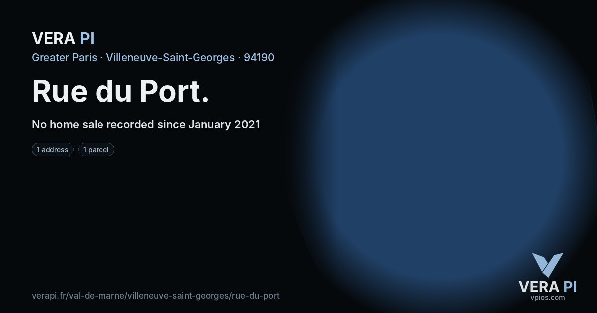 Rue du Port, Villeneuve-Saint-Georges at night – every parcel coloured by the prices around it, the street's own parcels lit