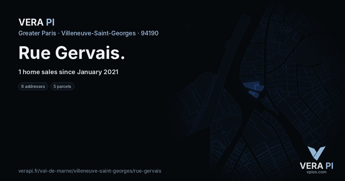 Rue Gervais, Villeneuve-Saint-Georges at night – every parcel coloured by the prices around it, the street's own parcels lit
