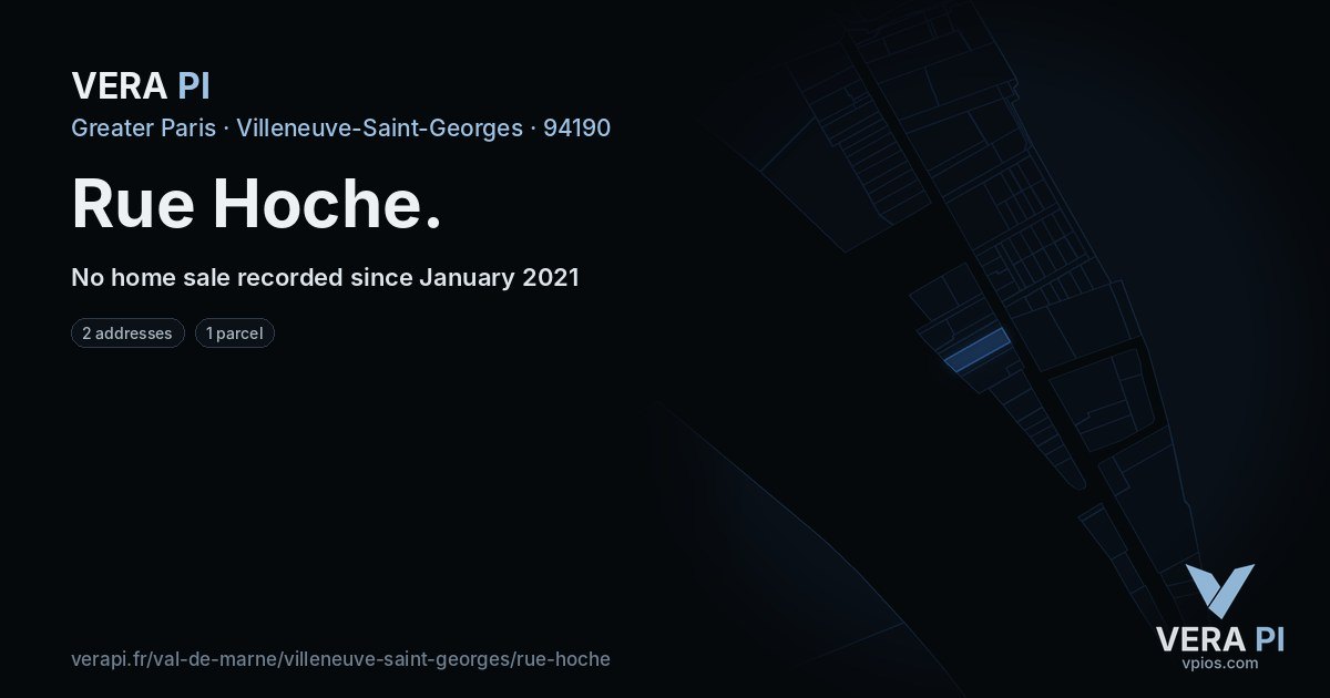 Rue Hoche, Villeneuve-Saint-Georges at night – every parcel coloured by the prices around it, the street's own parcels lit